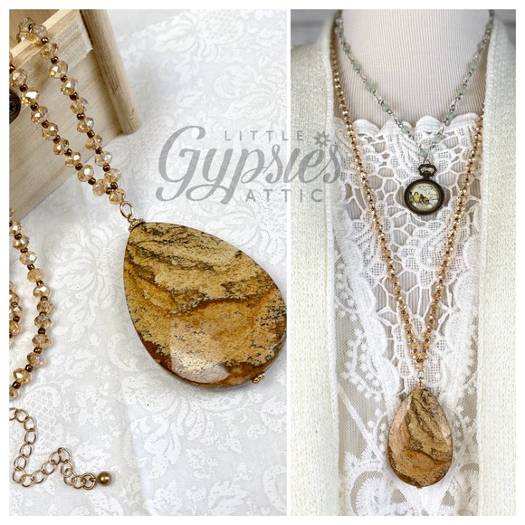 littlegypsie Jewelry - Handmade Woodland Jasper Long Necklace